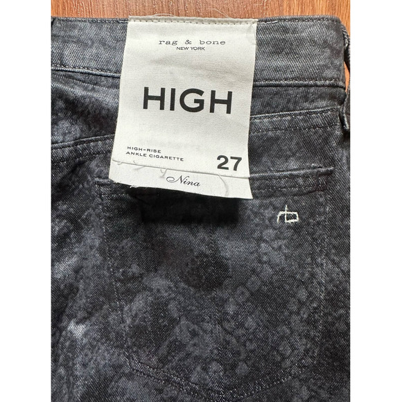 NEW RAG & BONE Sz27 NINA HIGH-RISE COATED SNAKEFOIL ANKLE STRETCH JEANS - Picture 5 of 11